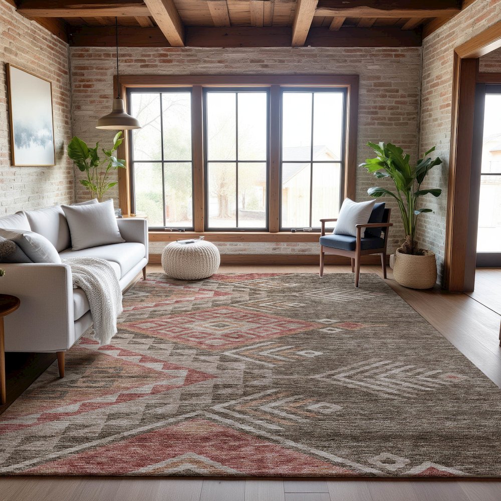 Premium Machine Washable Mayfield AMF1091 Brown 8' x 10' Rug. Picture 5