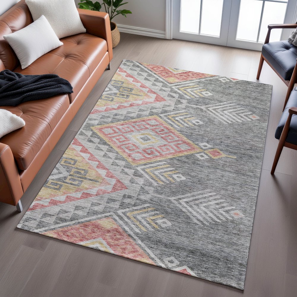 Premium Machine Washable Mayfield AMF1091 Gray 8' x 10' Rug. Picture 6