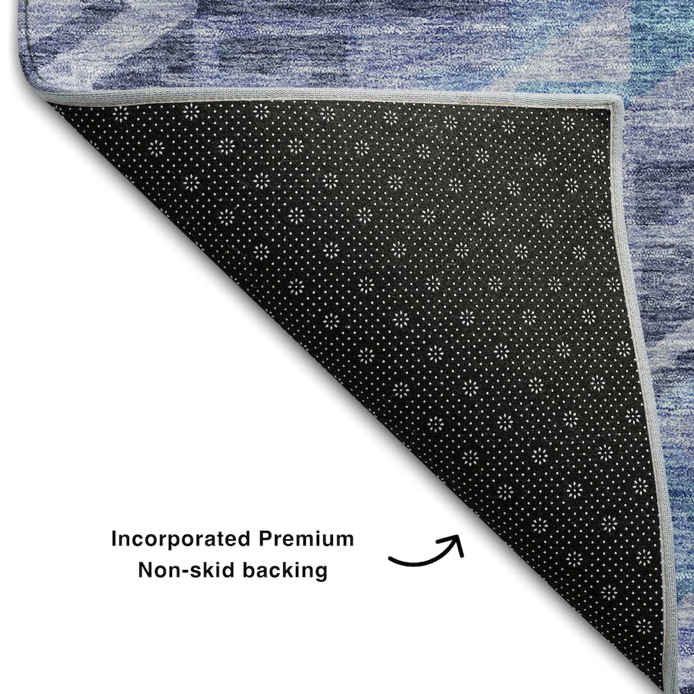 Premium Machine Washable Mayfield AMF1091 Navy 3' x 5' Rug. Picture 2