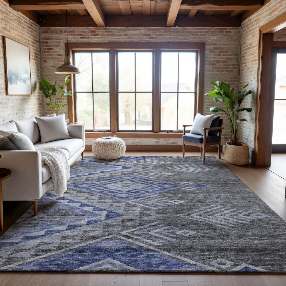 Premium Machine Washable Mayfield AMF1091 Pewter 8' x 10' Rug. Picture 5