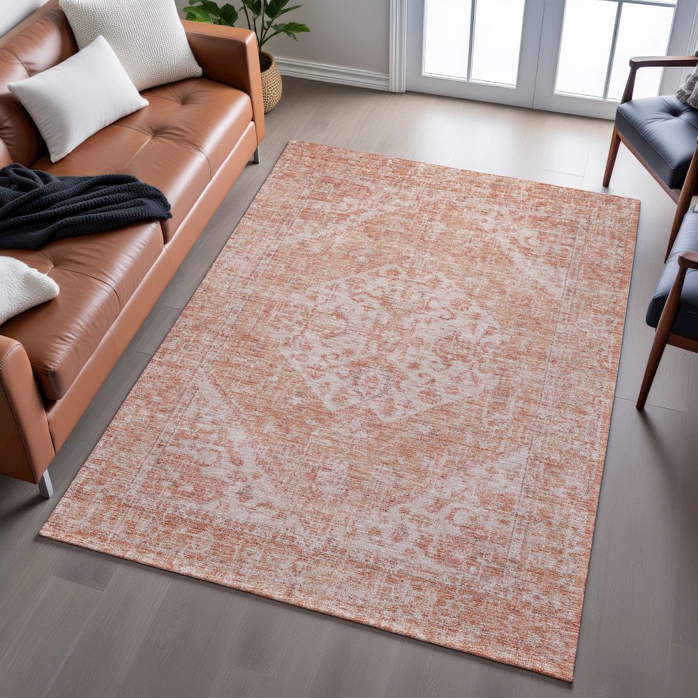 Premium Machine Washable Mayfield AMF1104 Coral 8' x 10' Rug. Picture 6