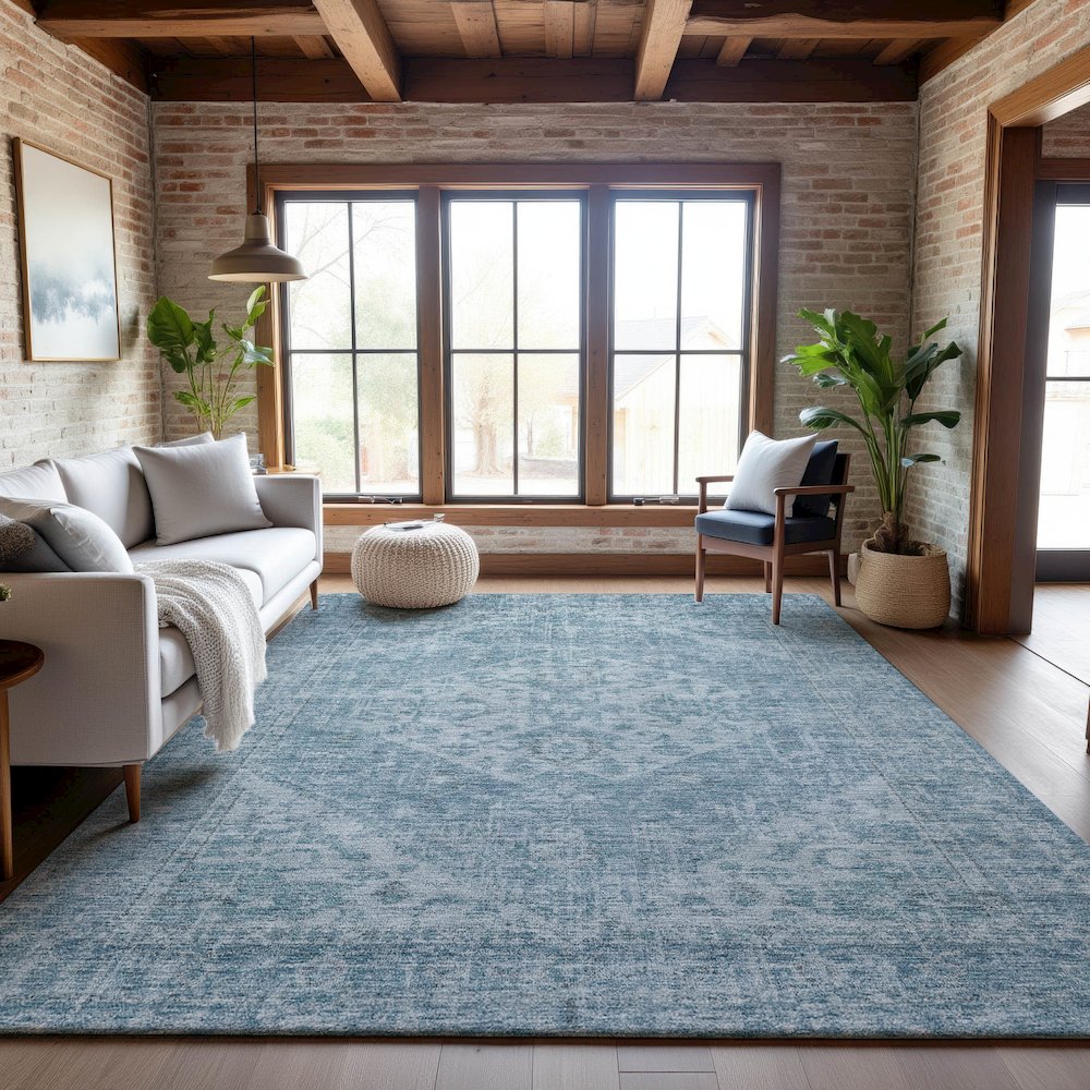 Premium Machine Washable Mayfield AMF1104 Sky 8' x 10' Rug. Picture 5