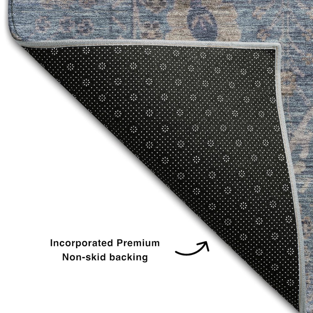 Premium Machine Washable Mayfield AMF1106 Blue 3' x 5' Rug. Picture 2