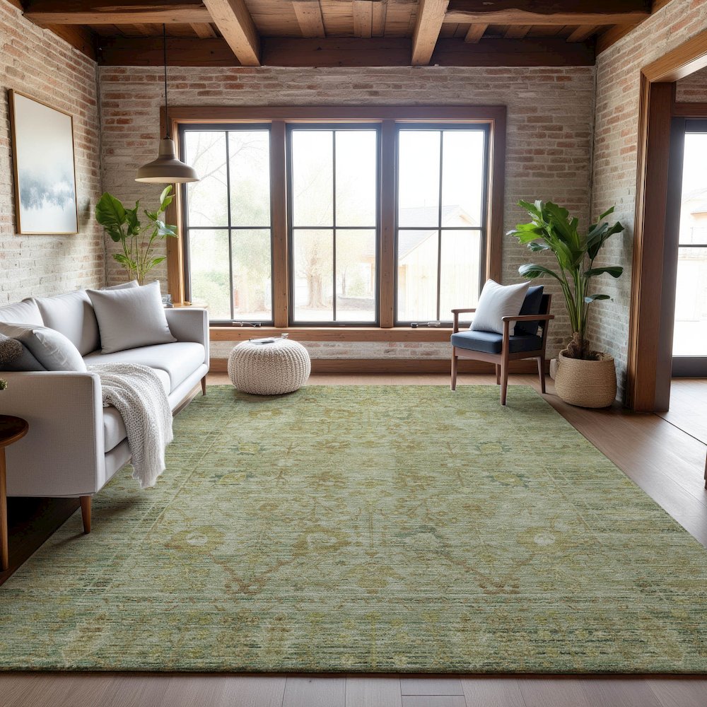Premium Machine Washable Mayfield AMF1106 Sage 8' x 10' Rug. Picture 5