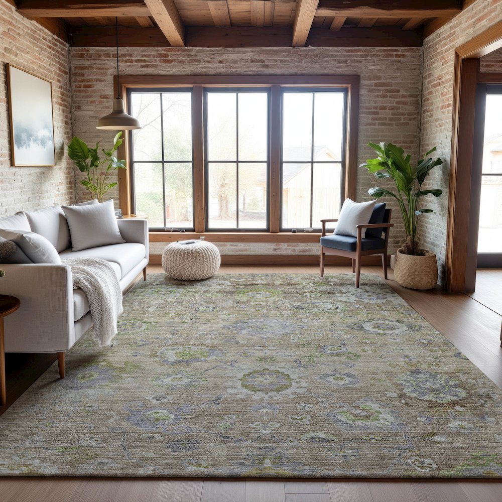 Premium Machine Washable Mayfield AMF1107 Beige 8' x 10' Rug. Picture 5