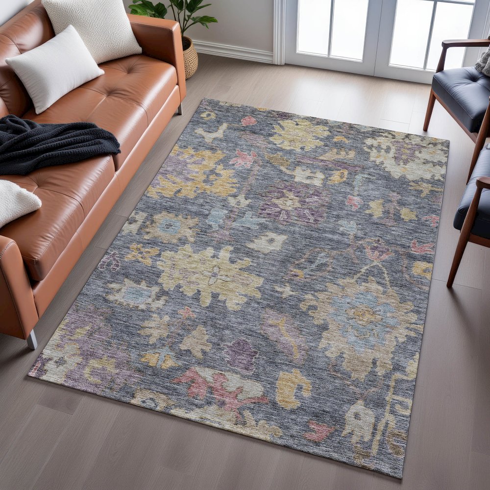 Premium Machine Washable Mayfield AMF1108 Blue 8' x 10' Rug. Picture 6