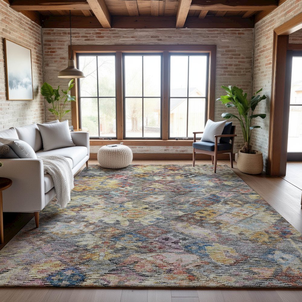 Premium Machine Washable Mayfield AMF1109 Gold 8' x 10' Rug. Picture 5