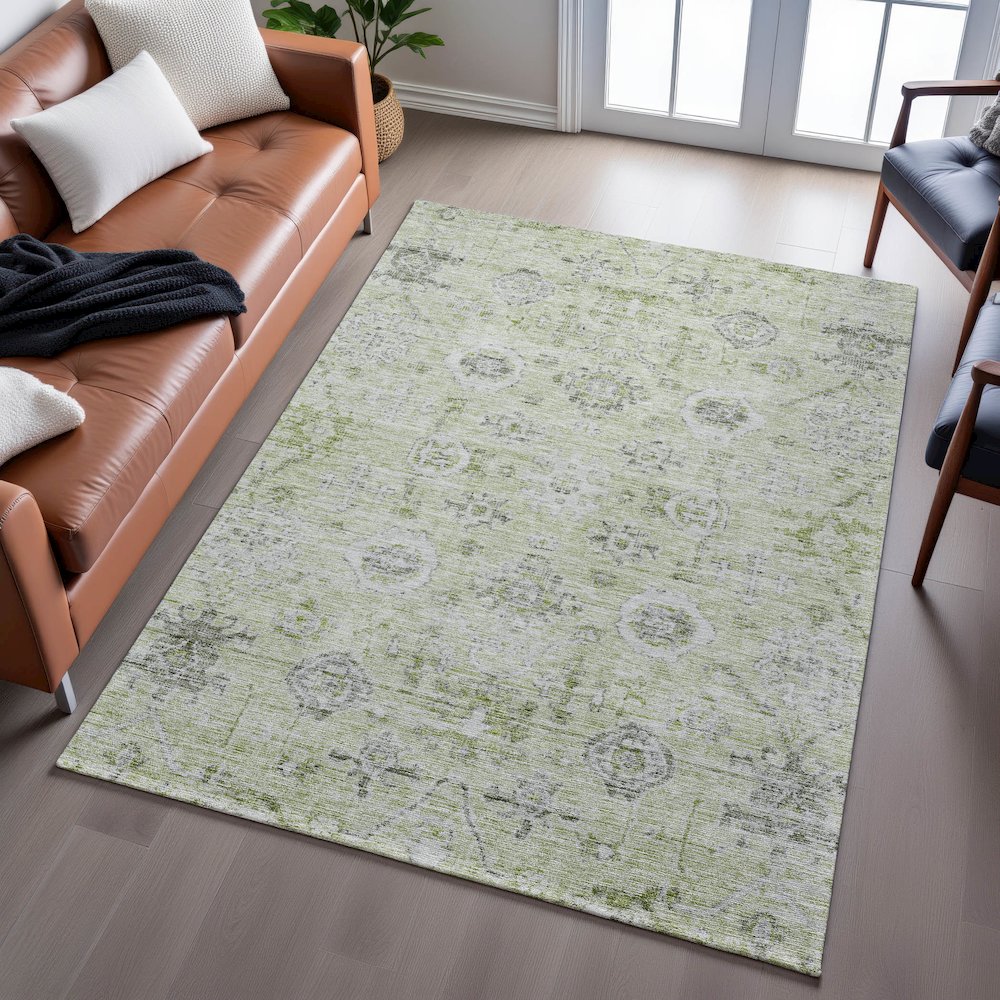 Premium Machine Washable Mayfield AMF1110 Aloe 8' x 10' Rug. Picture 6