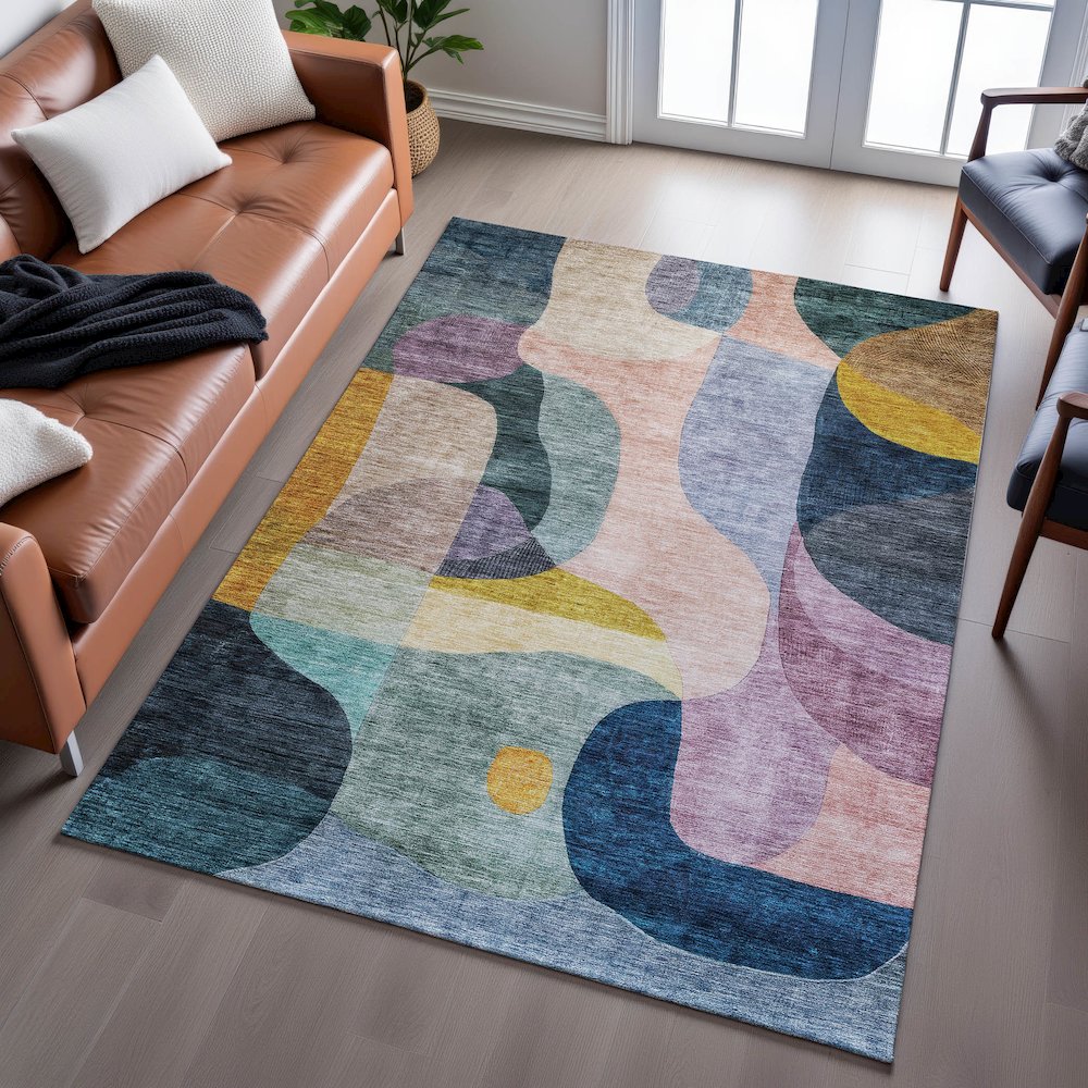 Premium Machine Washable Mayfield AMF1119 Green 8' x 10' Rug. Picture 6