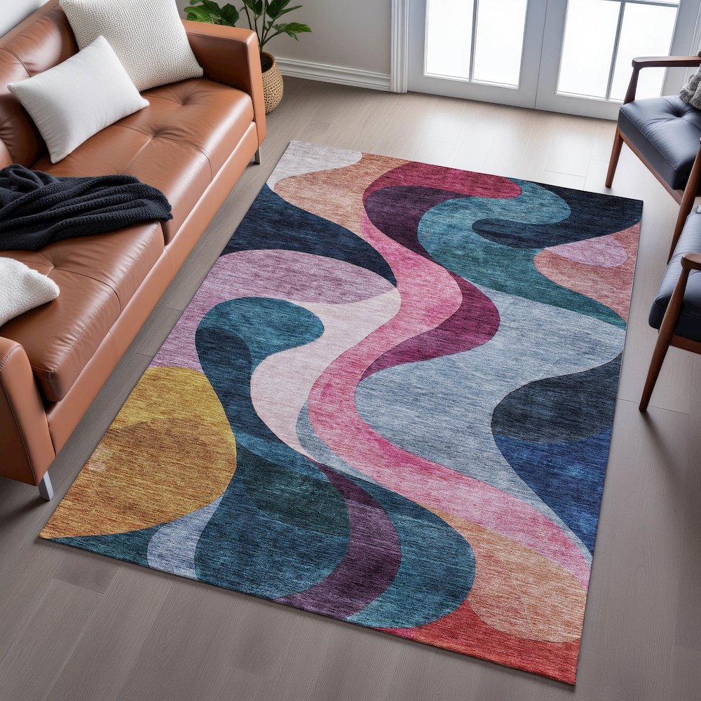 Premium Machine Washable Mayfield AMF1121 Green 8' x 10' Rug. Picture 6