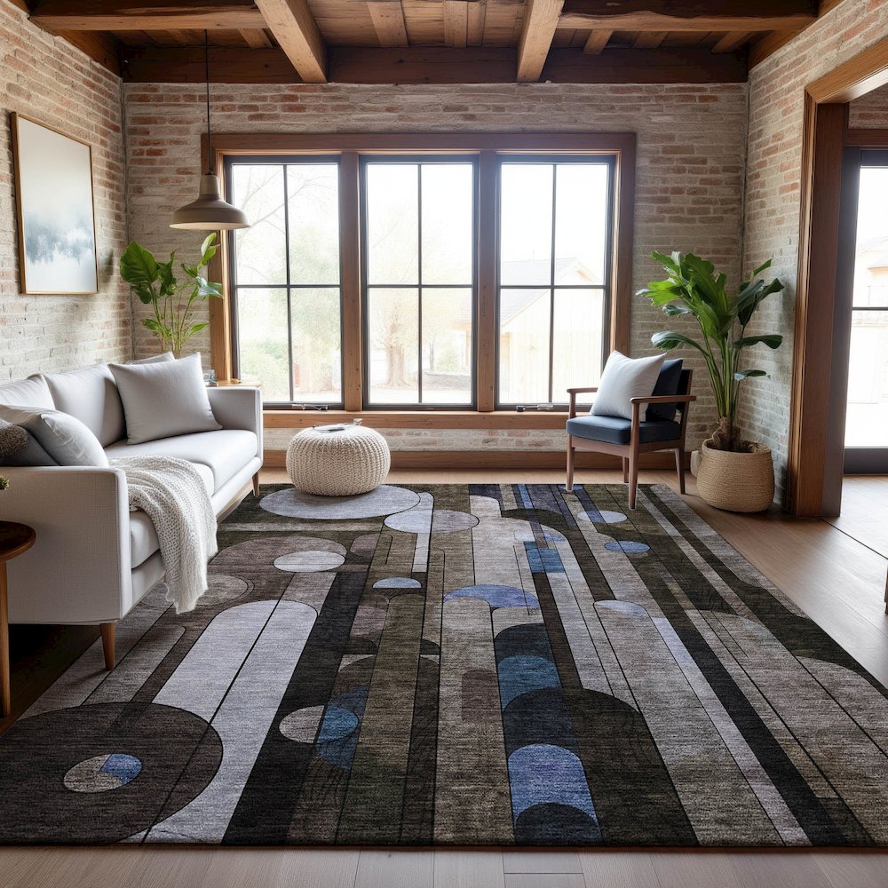 Premium Machine Washable Mayfield AMF1125 Brown 8' x 10' Rug. Picture 5