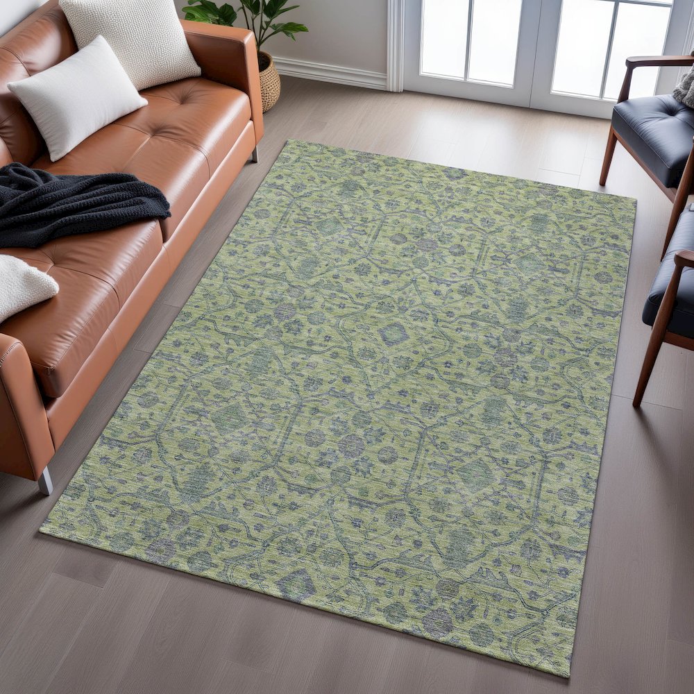 Premium Machine Washable Mayfield AMF1131 Lime 8' x 10' Rug. Picture 6