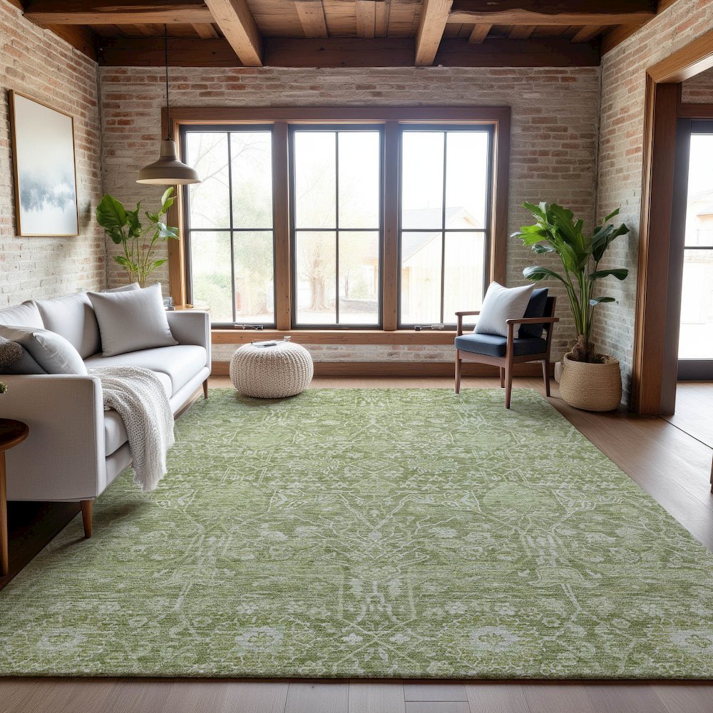 Premium Machine Washable Mayfield AMF1133 Aloe 8' x 10' Rug. Picture 5