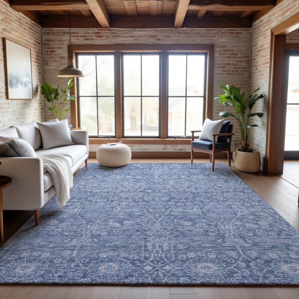 Premium Machine Washable Mayfield AMF1133 Denim 8' x 10' Rug. Picture 5