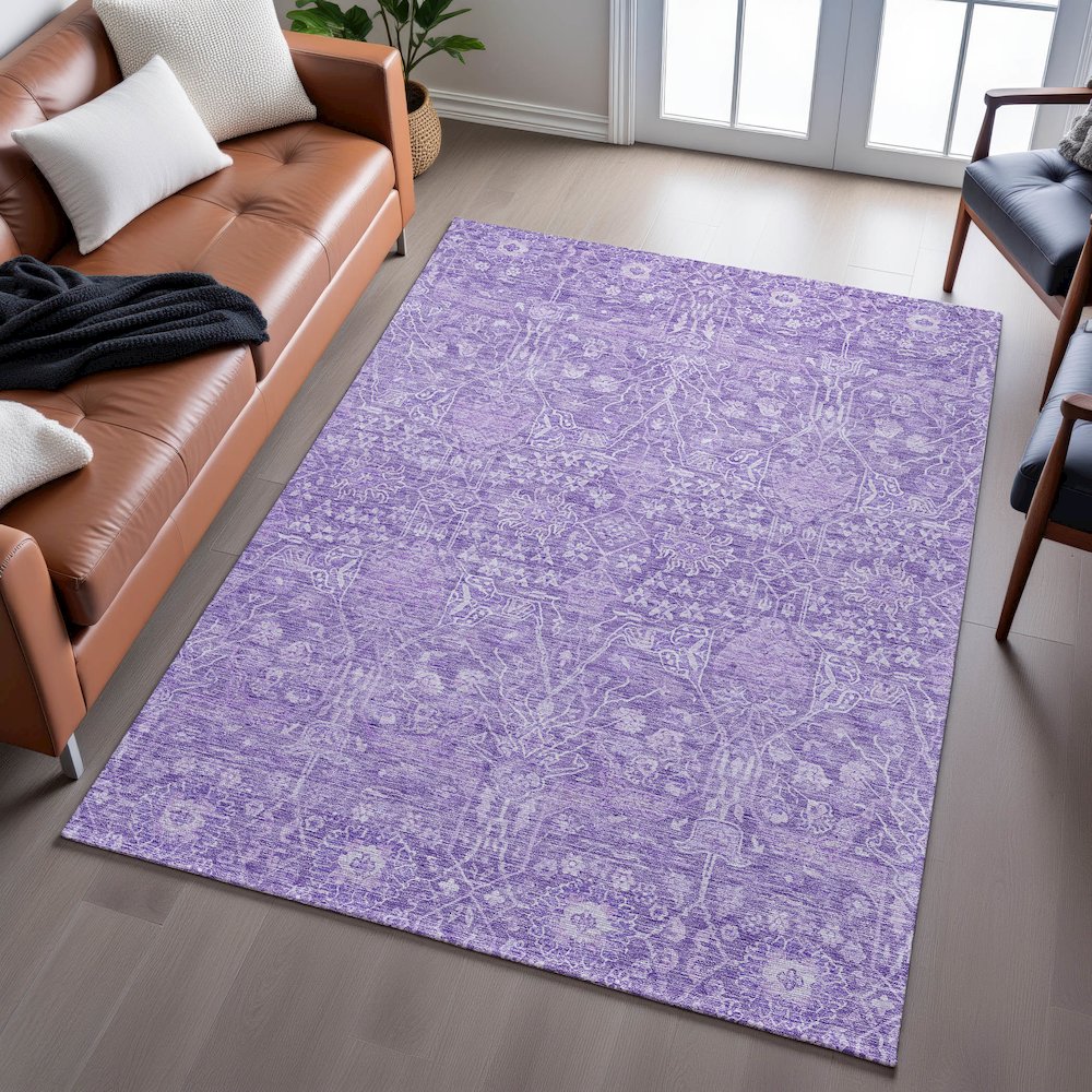 Premium Machine Washable Mayfield AMF1133 Plum 8' x 10' Rug. Picture 6