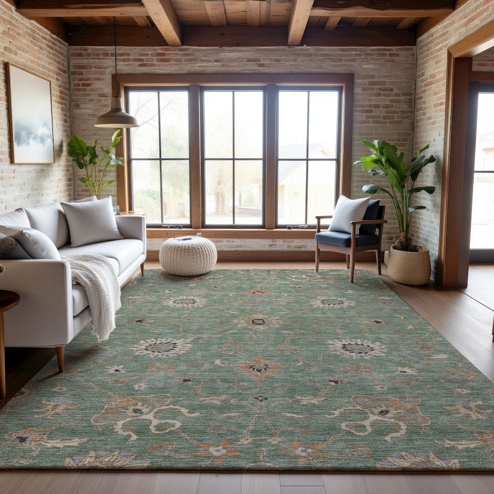 Premium Machine Washable Mayfield AMF1137 Cactus 8' x 10' Rug. Picture 5