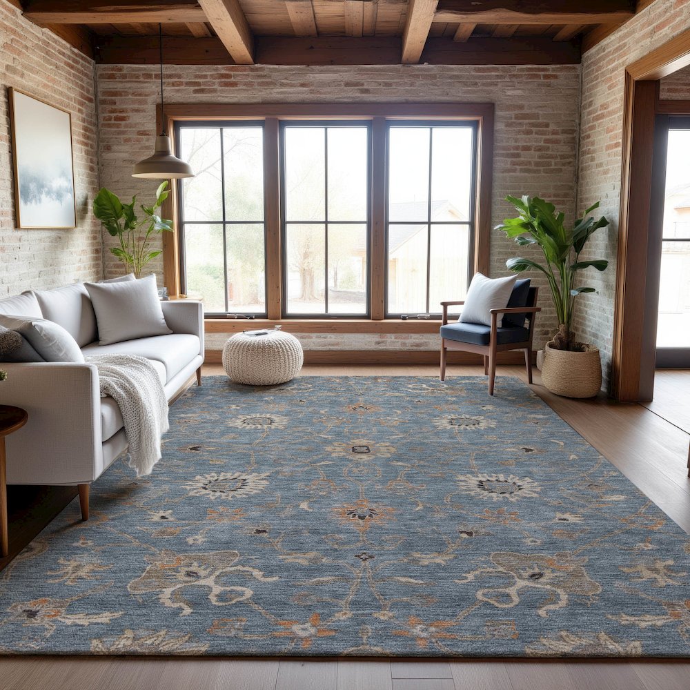 Premium Machine Washable Mayfield AMF1137 Denim 8' x 10' Rug. Picture 5