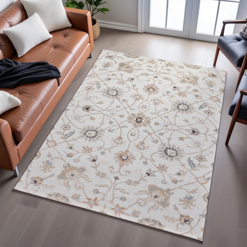 Premium Machine Washable Mayfield AMF1137 Ivory 8' x 10' Rug. Picture 6