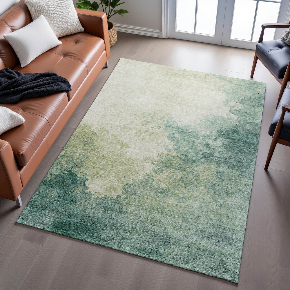 Premium Machine Washable Mayfield AMF1138 Green 8' x 10' Rug. Picture 6