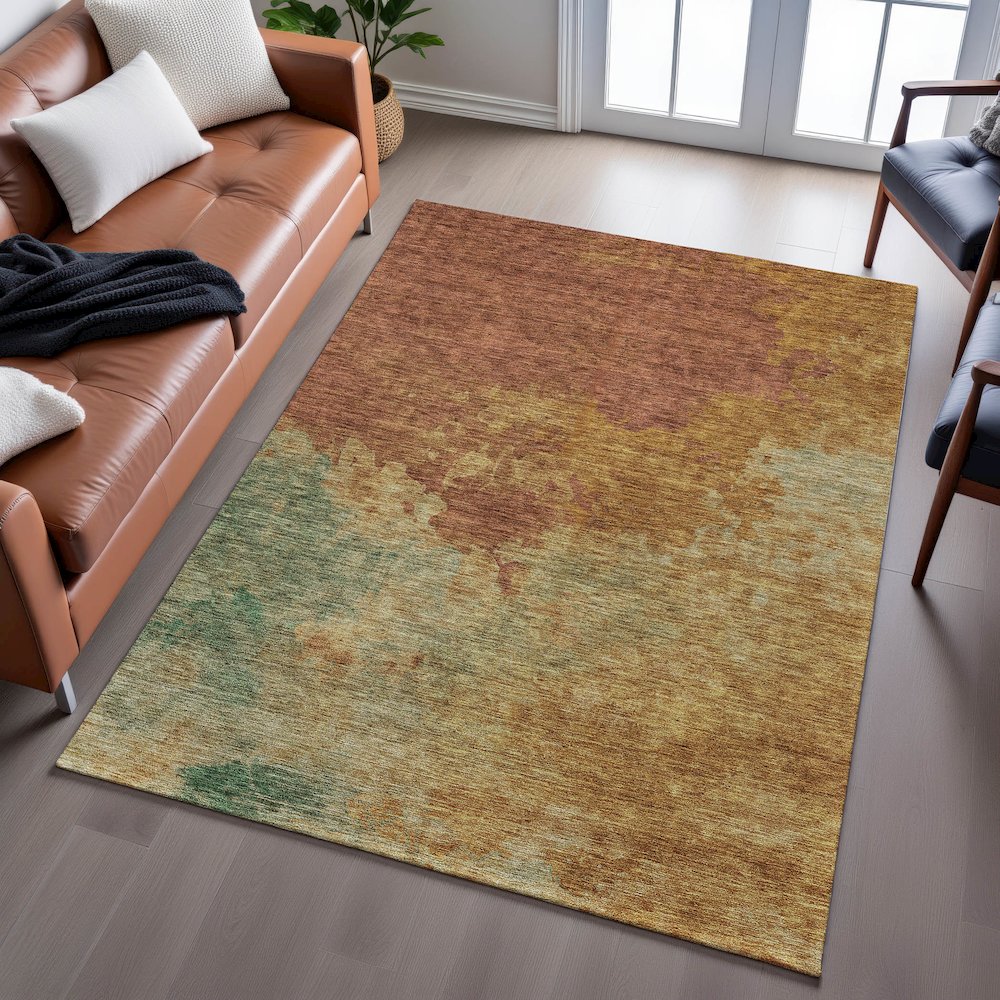 Premium Machine Washable Mayfield AMF1138 Paprika 8' x 10' Rug. Picture 6