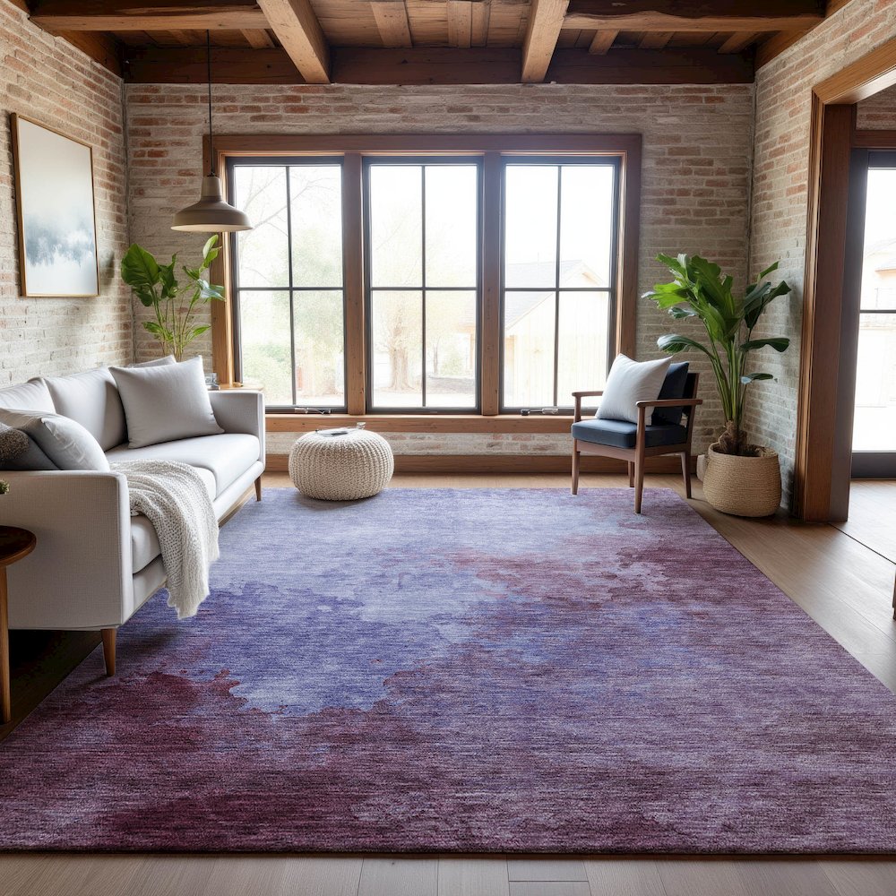 Premium Machine Washable Mayfield AMF1138 Purple 8' x 10' Rug. Picture 5