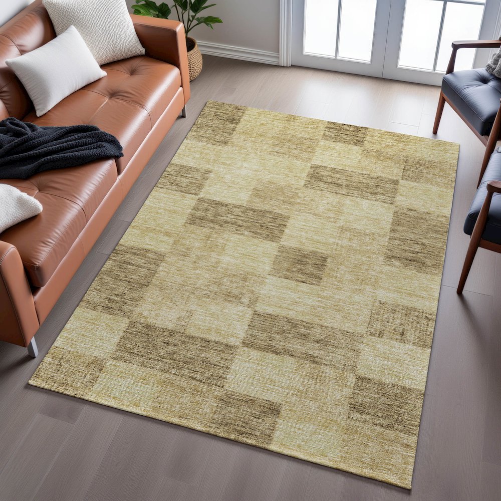 Premium Machine Washable Mayfield AMF1139 Gold 8' x 10' Rug. Picture 6