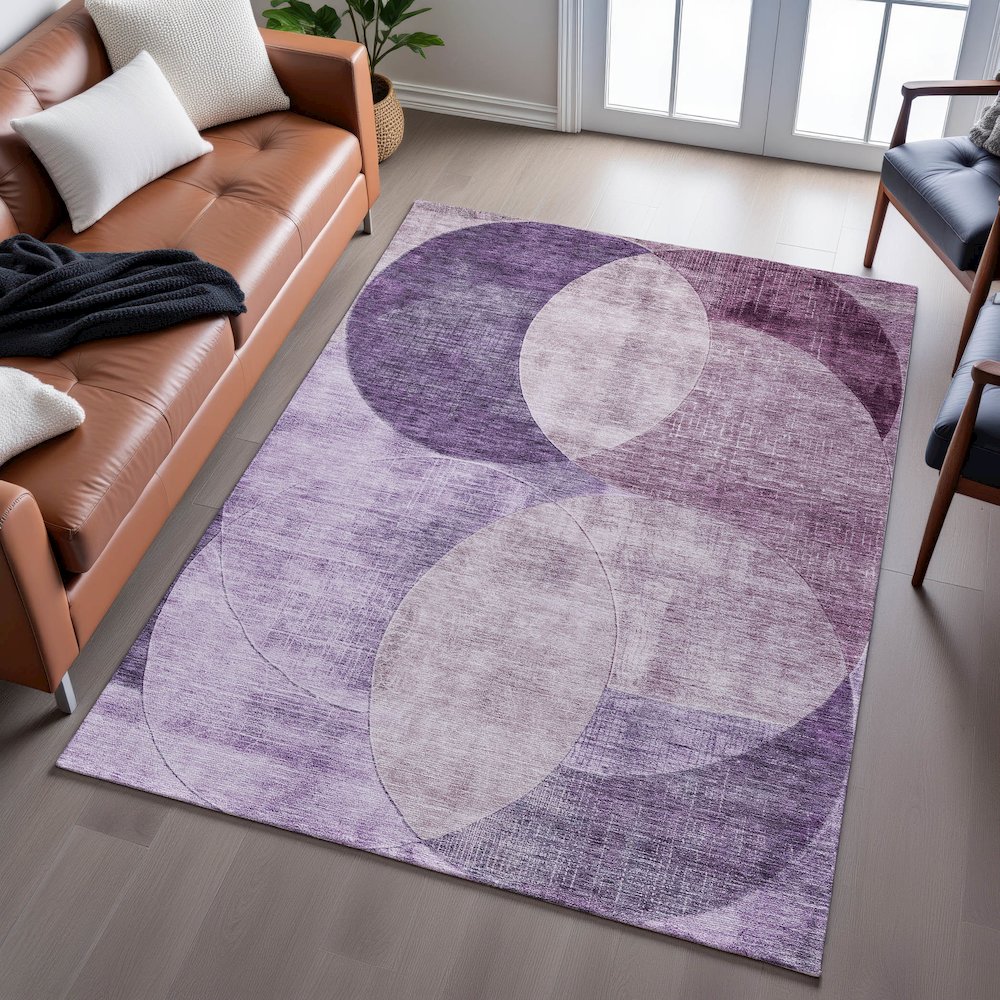 Premium Machine Washable Mayfield AMF1140 Purple 8' x 10' Rug. Picture 6