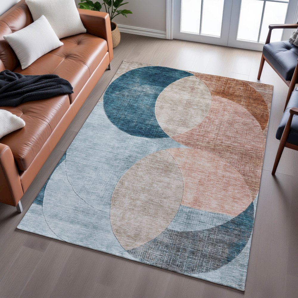 Premium Machine Washable Mayfield AMF1140 Rust 8' x 10' Rug. Picture 6
