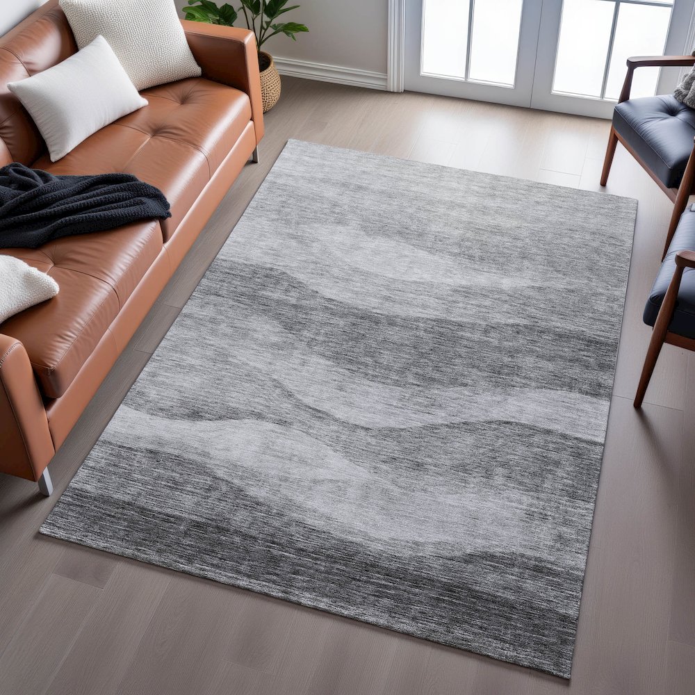 Premium Machine Washable Mayfield AMF1141 Gray 8' x 10' Rug. Picture 6