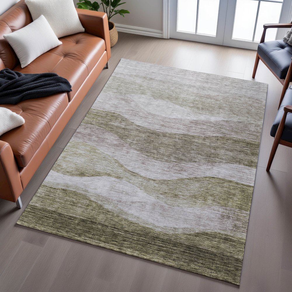 Premium Machine Washable Mayfield AMF1141 Taupe 8' x 10' Rug. Picture 6
