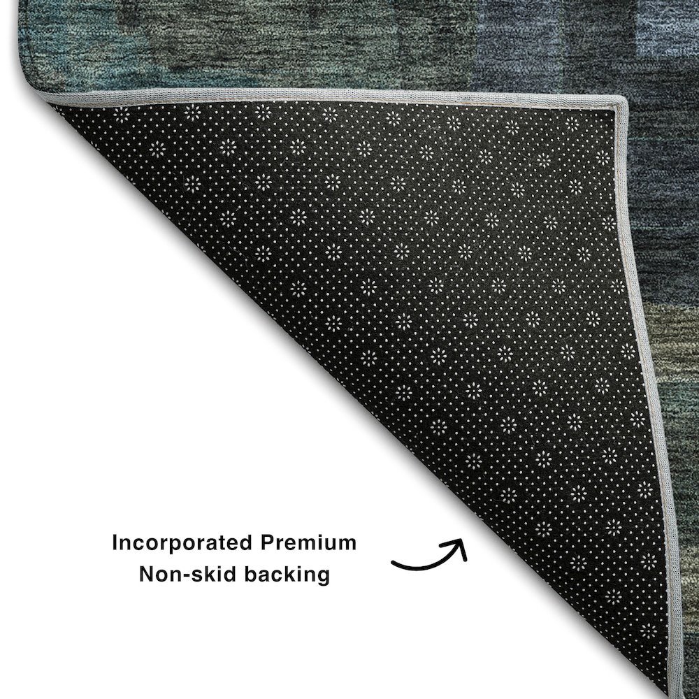 Premium Machine Washable Mayfield AMF1142 Blue 3' x 5' Rug. Picture 2