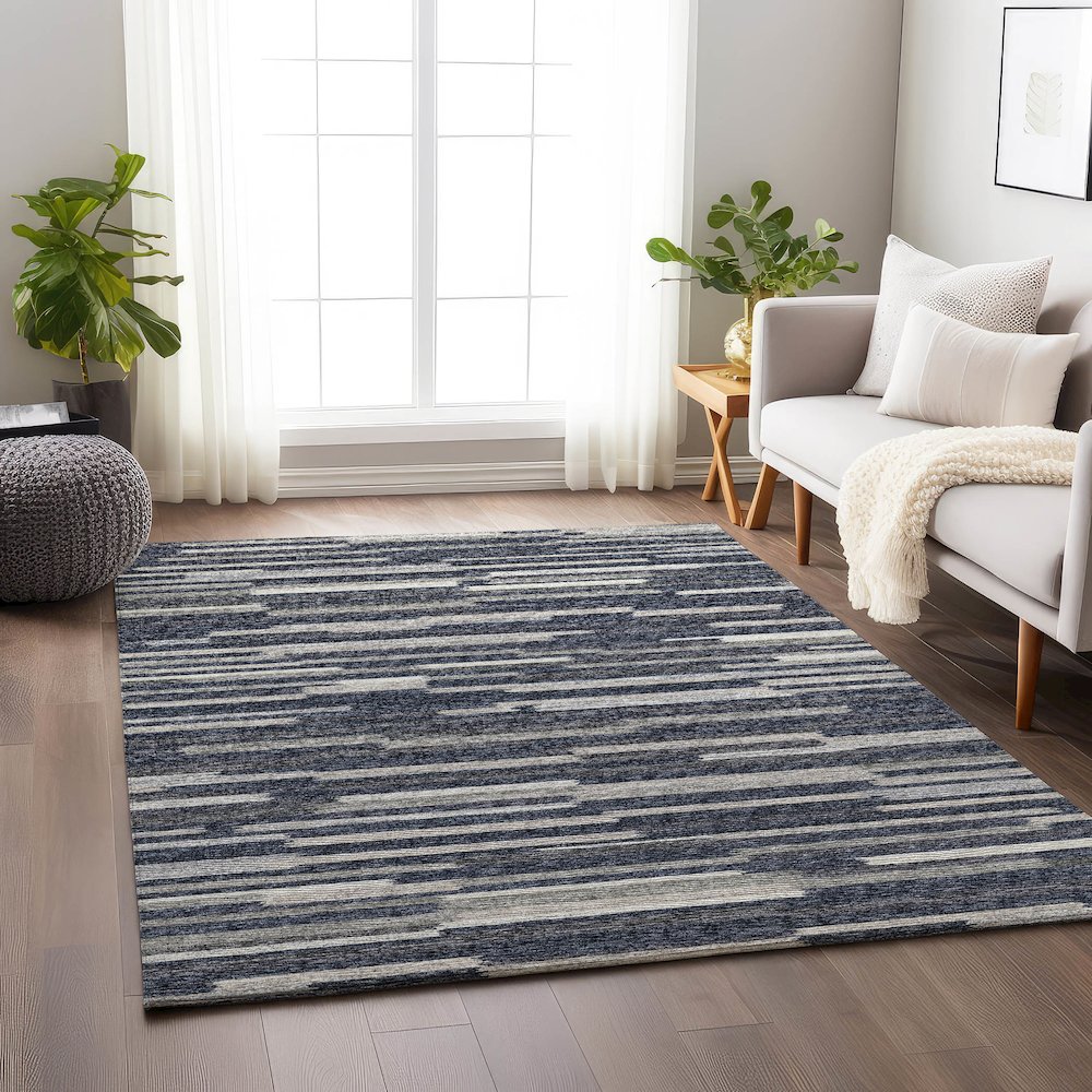 Premium Machine Washable Mayfield  Gray 8' x 10' Rug. Picture 5