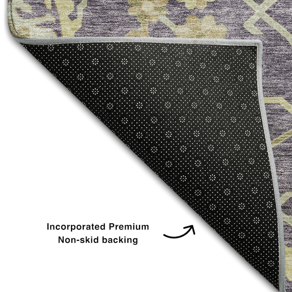 Premium Machine Washable Mayfield AMF1150 Eggplant 3' x 5' Rug. Picture 2