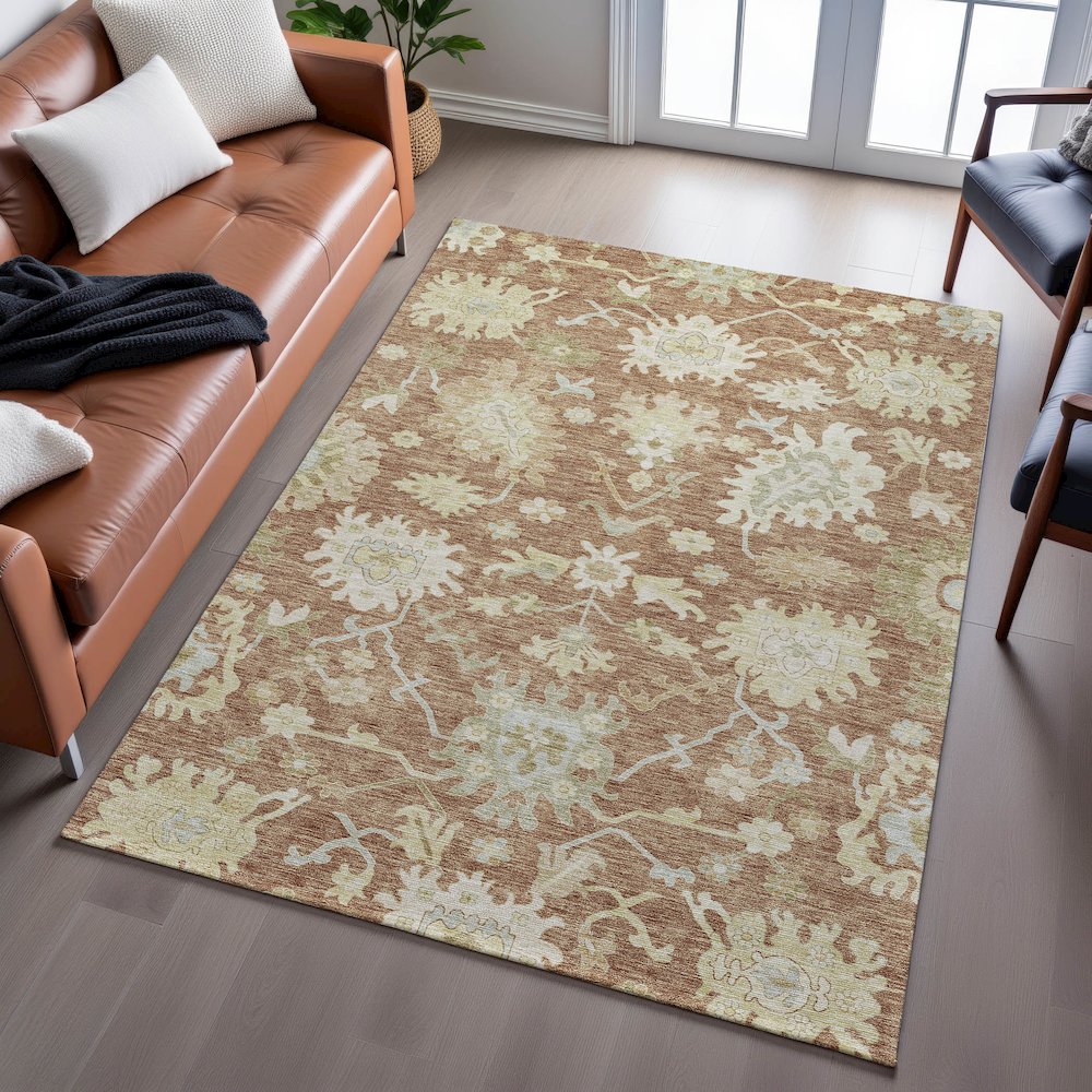 Premium Machine Washable Mayfield AMF1150 Paprika 8' x 10' Rug. Picture 6