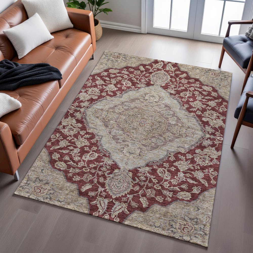 Premium Machine Washable Mayfield AMF1151 Garnet 8' x 10' Rug. Picture 6