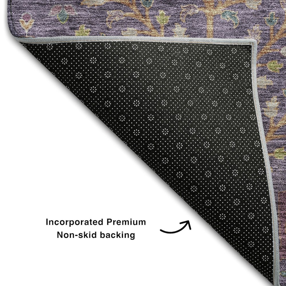 Premium Machine Washable Mayfield AMF1152 Eggplant 3' x 5' Rug. Picture 2