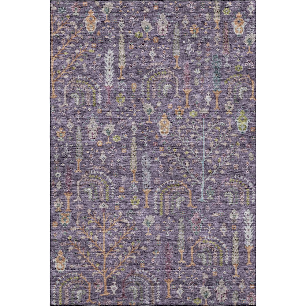 Premium Machine Washable Mayfield AMF1152 Eggplant 8' x 10' Rug. Picture 1