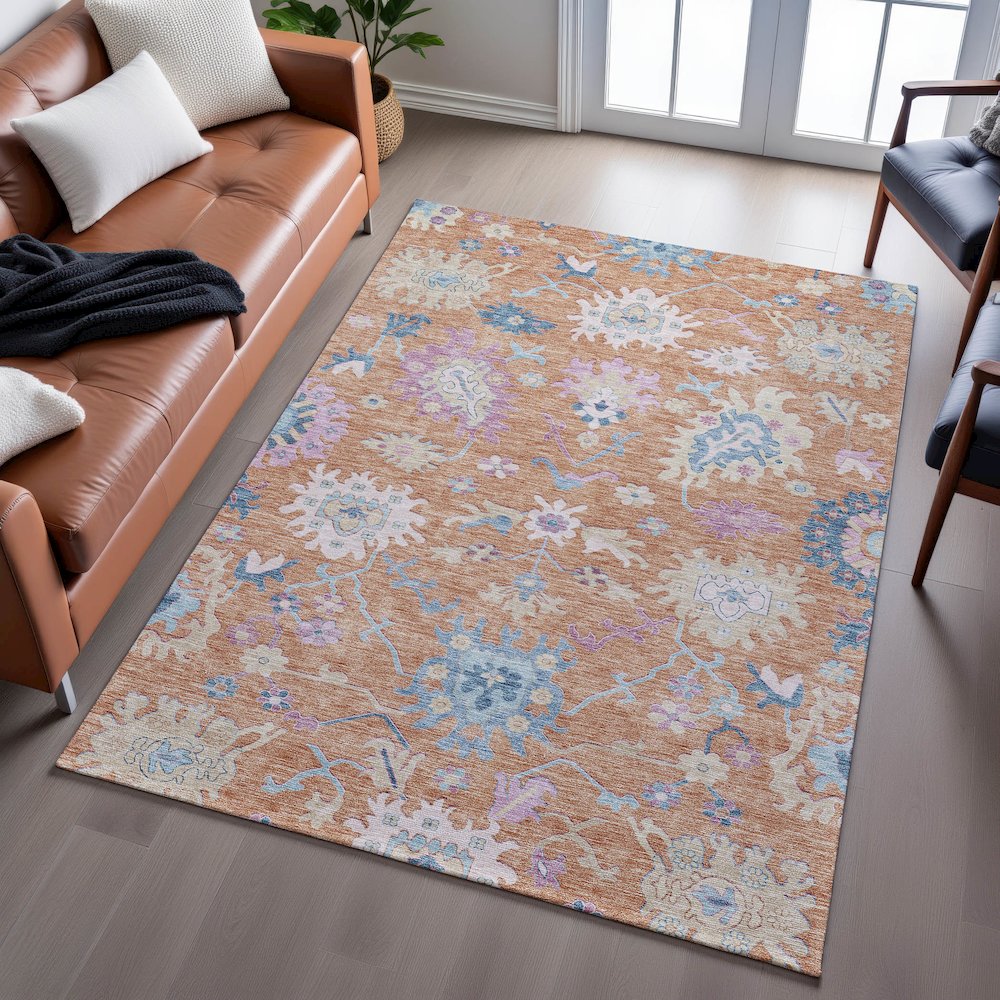 Premium Machine Washable Mayfield AMF1154 Orange 8' x 10' Rug. Picture 6