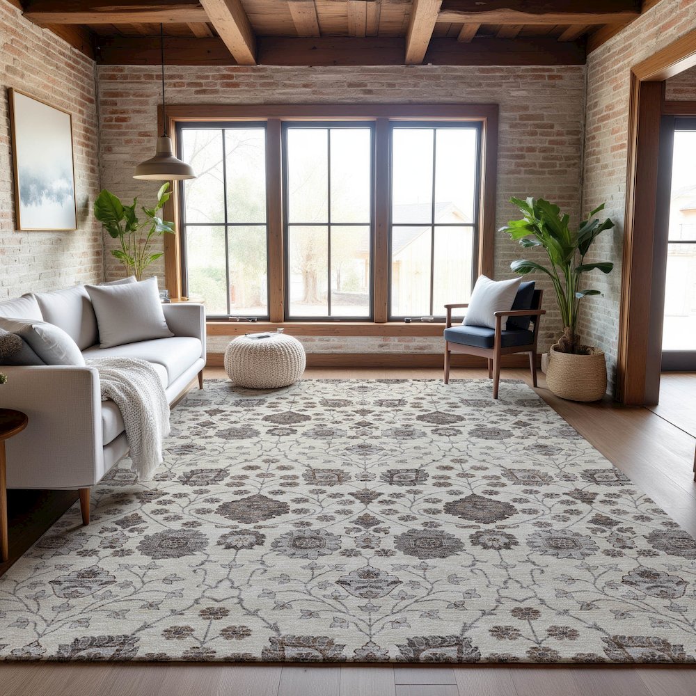 Premium Machine Washable Mayfield AMF1155 Ivory 8' x 10' Rug. Picture 5