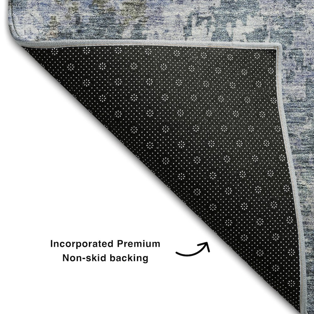 Premium Machine Washable Mayfield AMF1162 Blue 3' x 5' Rug. Picture 2