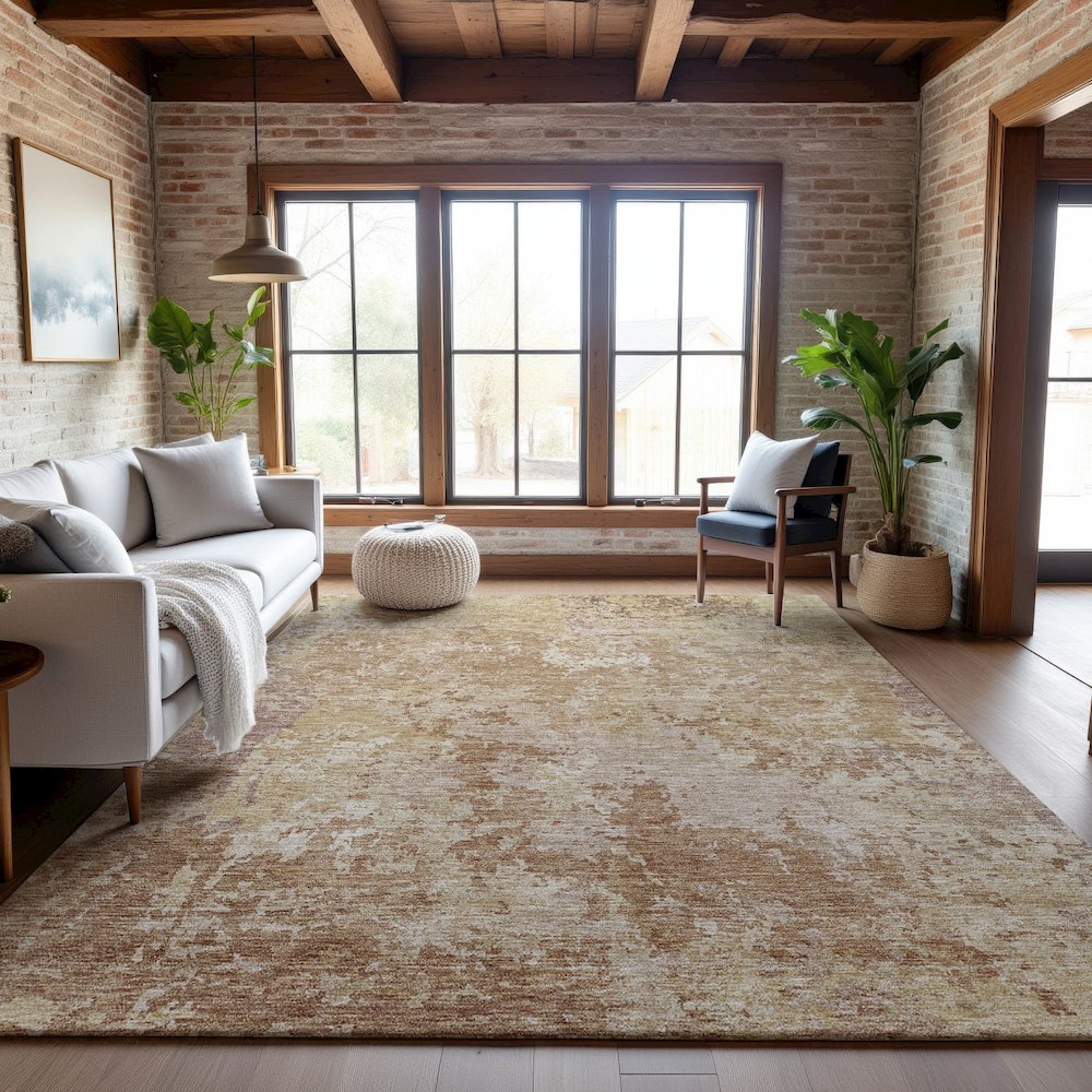 Premium Machine Washable Mayfield AMF1162 Copper 8' x 10' Rug. Picture 5
