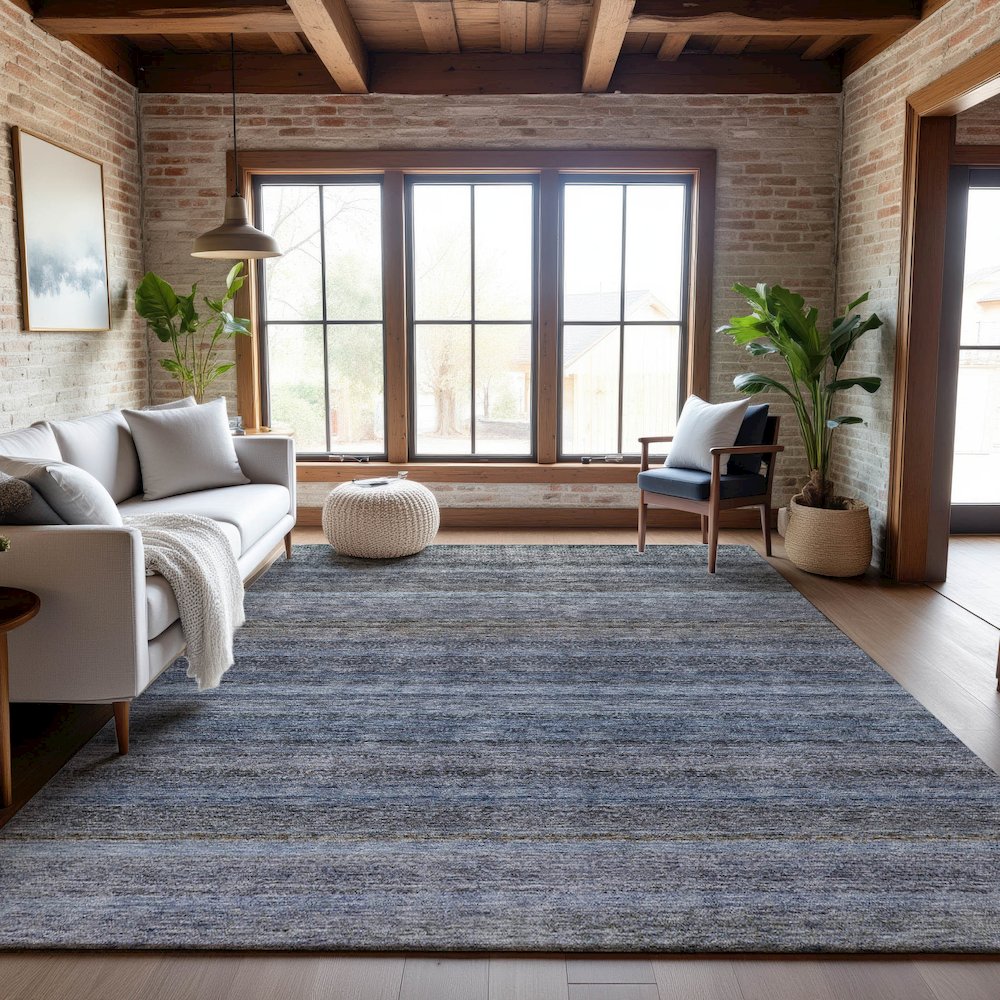 Premium Machine Washable Mayfield AMF1167 Blue 8' x 10' Rug. Picture 5