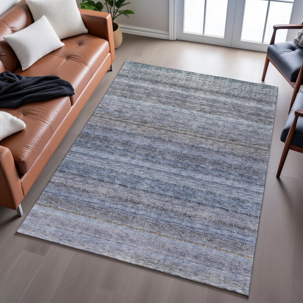 Premium Machine Washable Mayfield AMF1167 Blue 8' x 10' Rug. Picture 6