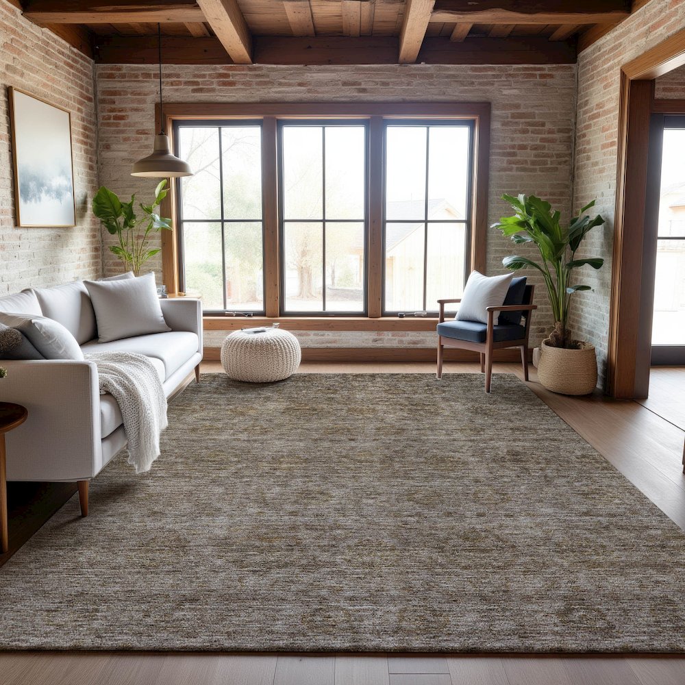 Premium Machine Washable Mayfield AMF1170 Brown 8' x 10' Rug. Picture 5