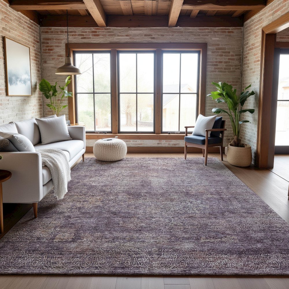 Premium Machine Washable Mayfield AMF1172 Plum 8' x 10' Rug. Picture 5