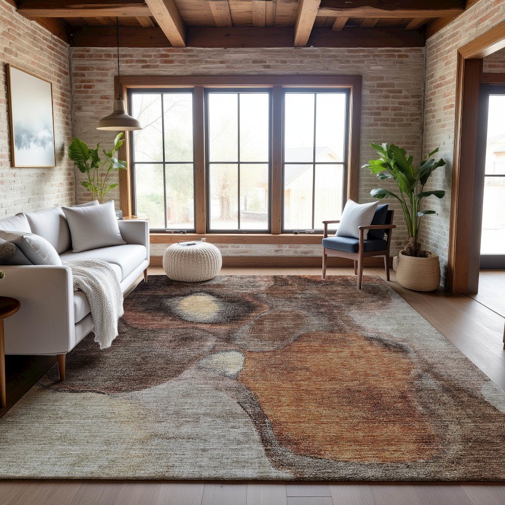 Premium Machine Washable Mayfield AMF1177 Coffee 8' x 10' Rug. Picture 5