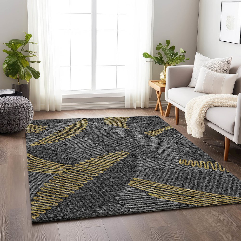Premium Machine Washable Mayfield  Gray 8' x 10' Rug. Picture 5