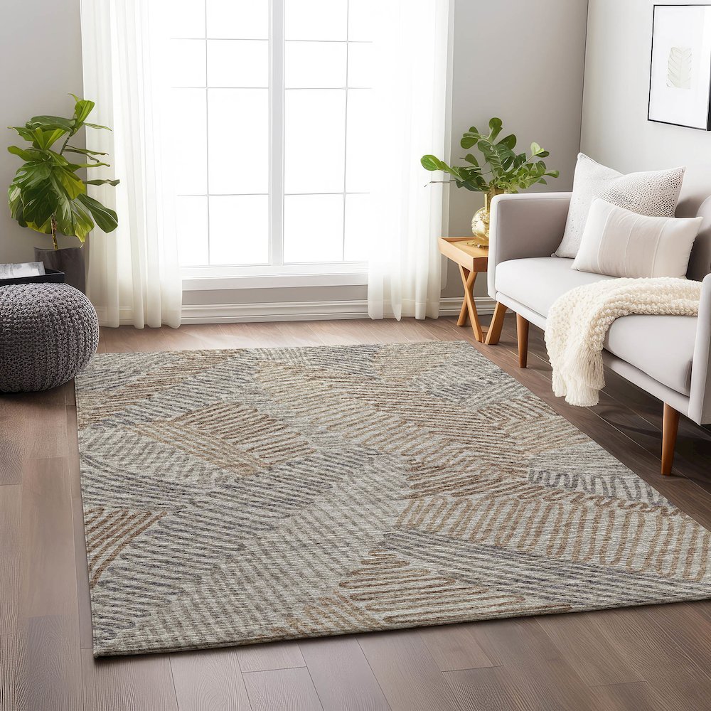 Premium Machine Washable Mayfield  Mocha 8' x 10' Rug. Picture 5