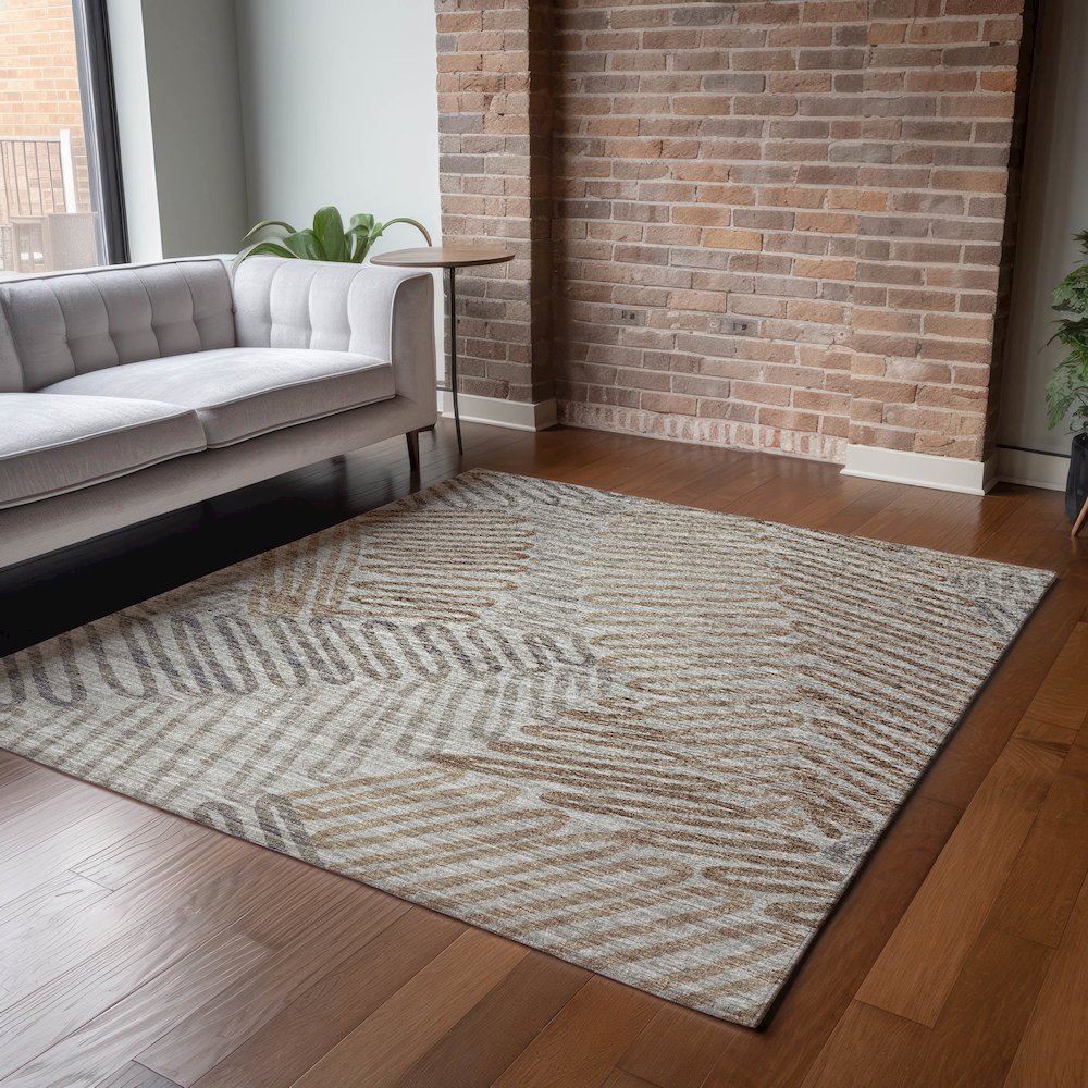 Premium Machine Washable Mayfield  Mocha 8' x 10' Rug. Picture 6