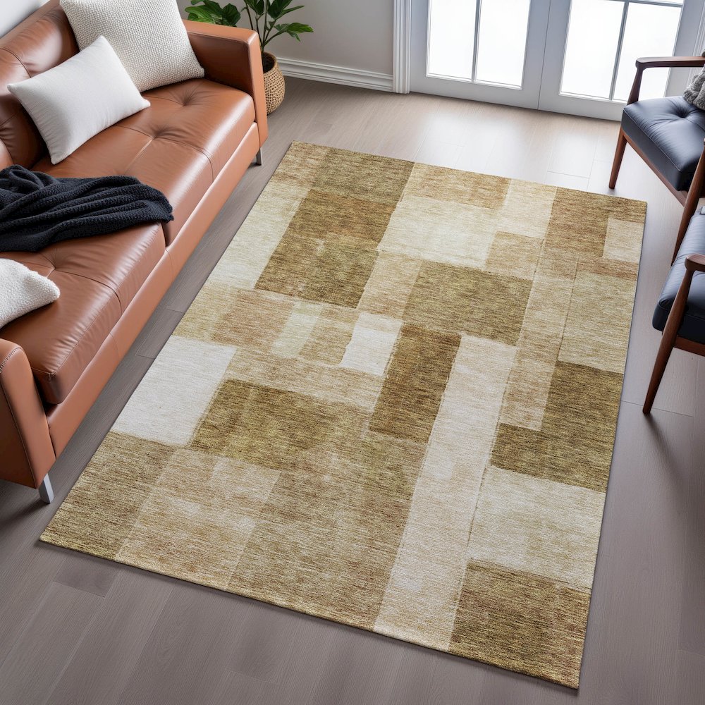 Premium Machine Washable Mayfield AMF1190 Terracotta 8' x 10' Rug. Picture 6